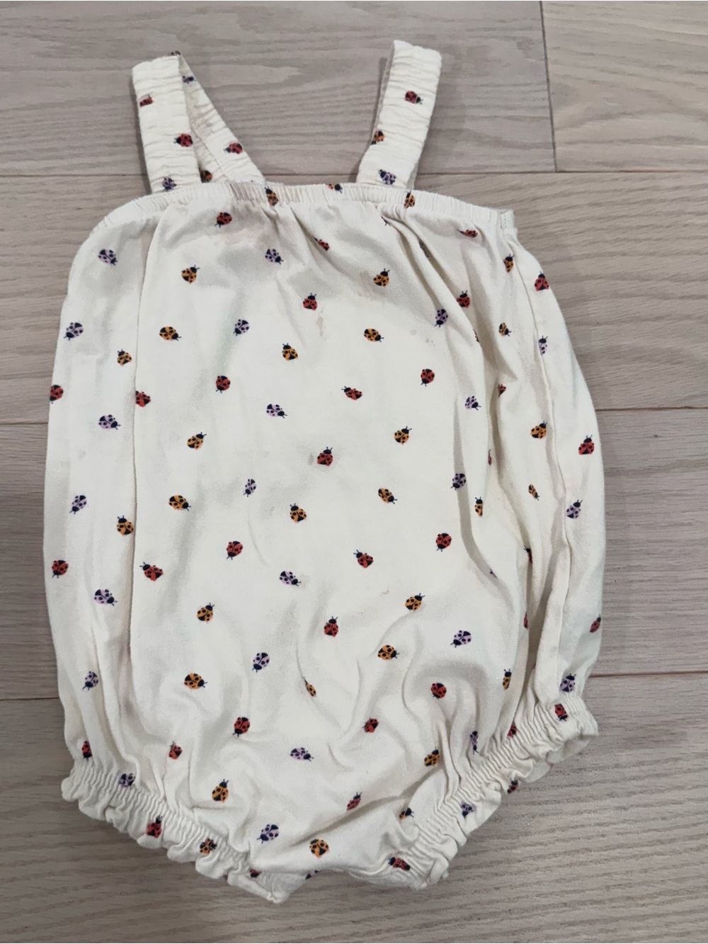 Cream Baby Girl Ladybug Print Bubble Romper 18-24m